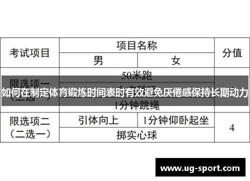 如何在制定体育锻炼时间表时有效避免厌倦感保持长期动力